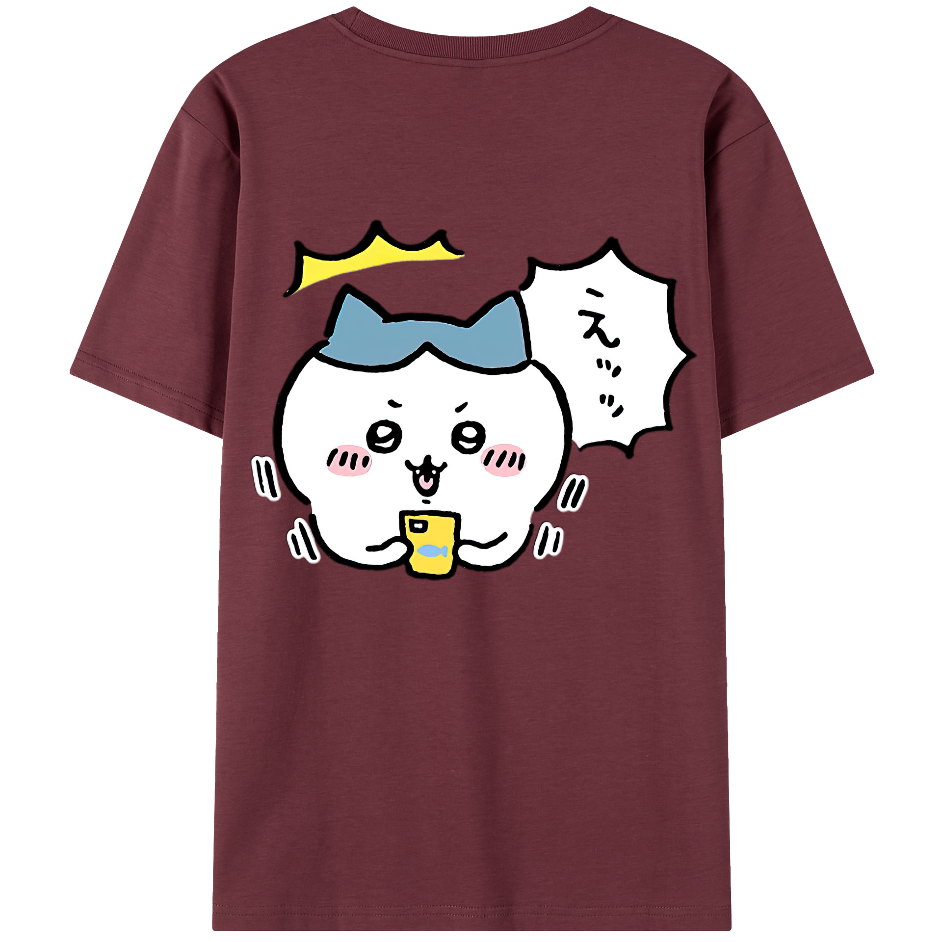 （画像用） ちいかわ ハチワレ Chii-kawa hachiware 綿100％半袖Tシャツ（背面プリント）